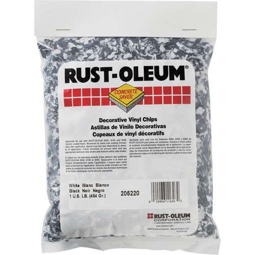Pastilles de vinyle d&eacute;coratives Concrete Saver, 0,5 kg, Sac, M&eacute;lange noir/blanc Absolute Business Supply