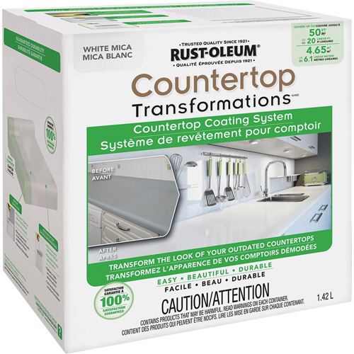 Syst&egrave;me de rev&ecirc;tement au mica pour comptoir Countertop Transformations, 1,42 L, Trousse, Mica blanc Absolute Business Supply