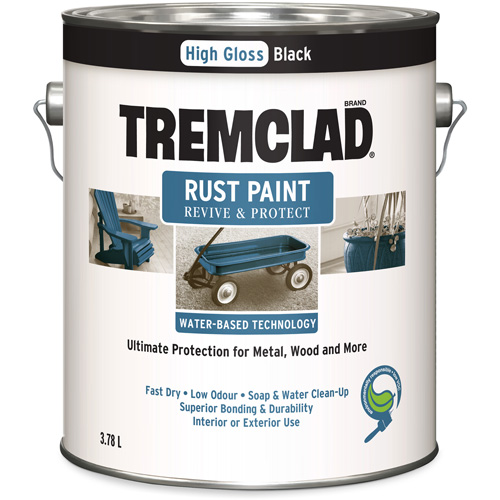 Tremclad&reg; Water-Based Rust Paint, 3.78 L, Gallon, Black Absolute Business Supply