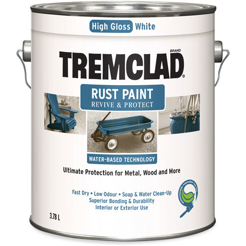 Peinture antirouille &agrave; base d'eau Tremclad, 3,78 L, Gallon, Blanc Absolute Business Supply