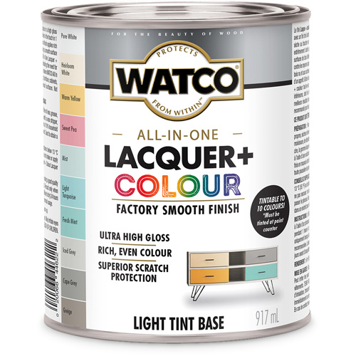 Composant de base clair pour finition laqu&eacute;e + couleur tout-en-un Watco, 946 ml, Base &agrave; ton clair, Tr&egrave;s brillant Absolute Business Supply