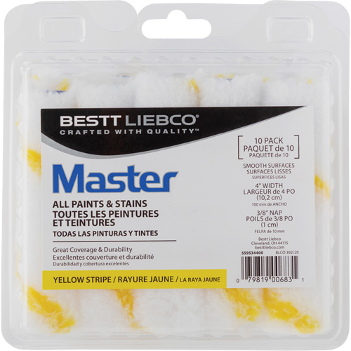 Mini rouleaux &agrave; bande jaune Stripe, Nap 10 mm (3/8"), 101,6 mm (4") l Absolute Business Supply