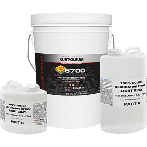 6700 100% Solids Decorative Epoxy, 3 gal., Epoxy-Based, High-Gloss, Grey Absolute Business Supply