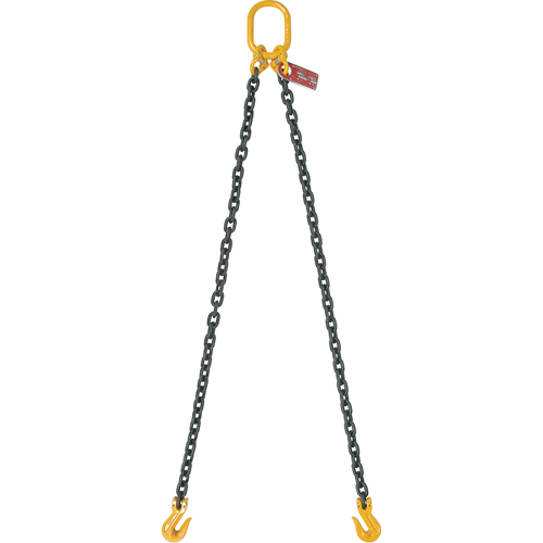 Chain Slings, 80 Chain, Double Legs, Oblong & Slip Hooks, 1/2" x 5' Absolute Business Supply
