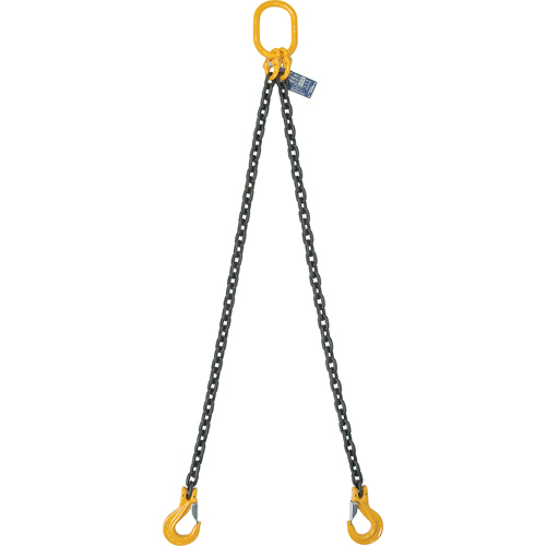 Chain Slings, 80 Chain, Double Legs, Oblong & Grab Hooks, 5/8" x 5' Absolute Business Supply