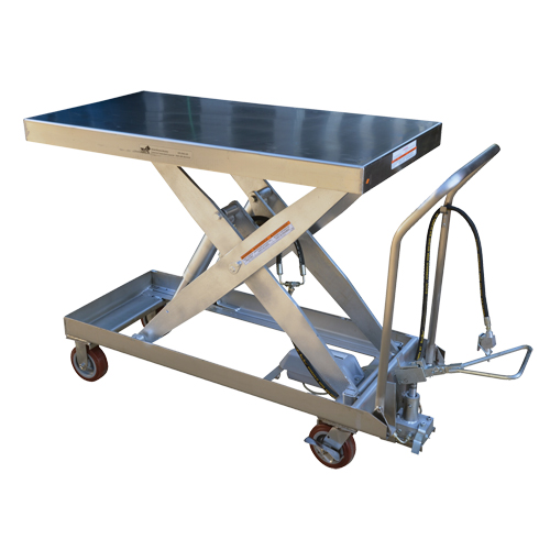 Pneumatic Hydraulic Scissor Lift Table, Stainless Steel, 47-1/2" L x 24" W, 2000 lbs. Cap. Absolute Business Supply