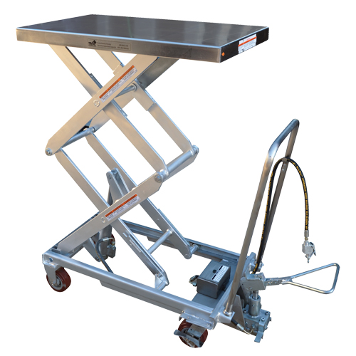 Table &eacute;l&eacute;vatrice &agrave; ciseaux hydraulique pneumatique, Acier inoxydable, 32-1/2" lo x 19-3/4" la, Cap. 1000 lb Absolute Business Supply