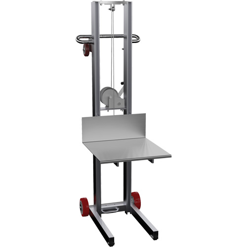 Platform Lift Stacker, Hand Winch Operated, 400 lbs. Capacity, 58" Max Lift Absolute Business Supply