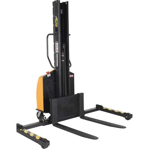 Narrow Mast Powered Lift Stacker, Electric Operated, 1500 lbs. Capacity, 63" Max Lift Absolute Business Supply