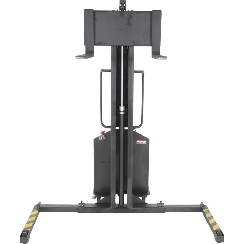 Narrow Mast Powered Lift Stacker, Electric Operated, 1000 lbs. Capacity, 63" Max Lift Absolute Business Supply