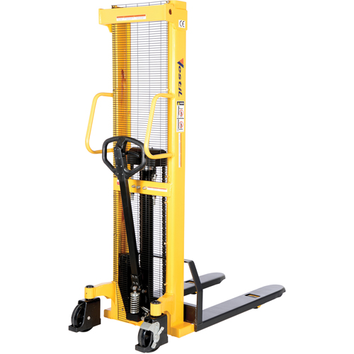 Manual Hydraulic Stacker, Hand Pump Operated, 2000 lbs. Capacity, 63" Max Lift Absolute Business Supply
