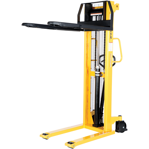 Manual Hydraulic Stacker, Hand Pump Operated, 2000 lbs. Capacity, 63" Max Lift Absolute Business Supply
