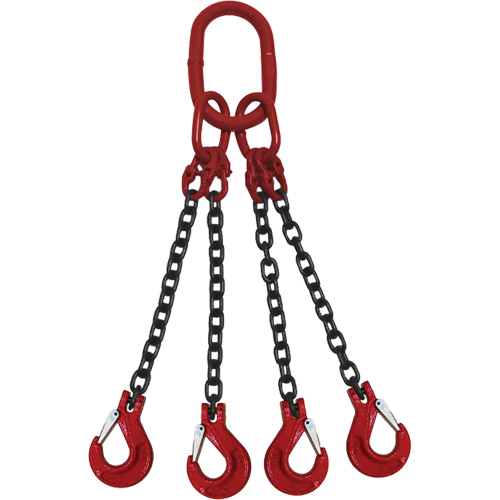 Chain Sling, Grade 80 Chain, Quadruple Legs, Oblong & Slip Hooks, 5/8" x 5' Absolute Business Supply