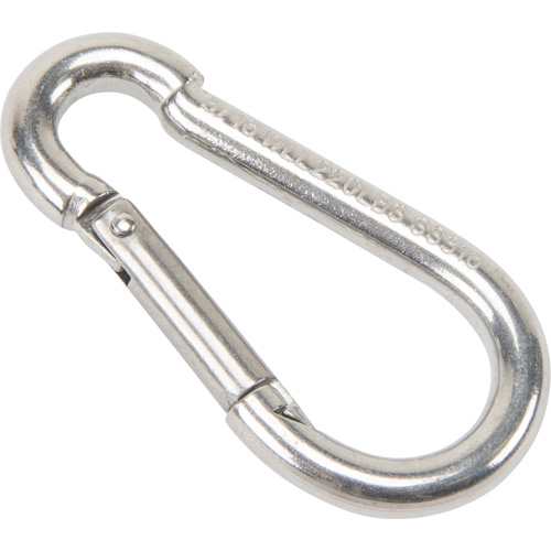Mousqueton en acier inoxydable, 220 lb (0,11 tonne) Charge d'utilisation max., 3/16" Taille, 5/16" Oeil Absolute Business Supply
