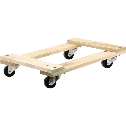 Chariots en bois franc - usage moyen, Roues en Polyol&eacute;fine, Capacit&eacute; de 900 lb, 18" la x 24" p x 7" h Absolute Business Supply