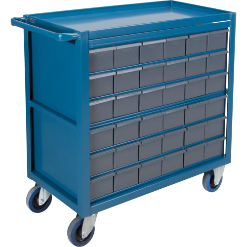 Chariot &agrave; tablette avec tiroir, 1200 lb Capacit&eacute;, Acier, 18" x la, 35" x ha, 36" p, Roues en Caoutchouc, Enti&egrave;rement soud&eacute;, 36 tirroirs Absolute Business Supply