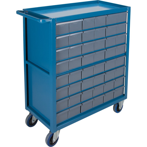 Drawer Shelf Cart, 1200 lbs. Capacity, Steel, 18" x W, 35" x H, 36" D, Rubber Wheels, All-Welded, 48 Drawers Absolute Business Supply