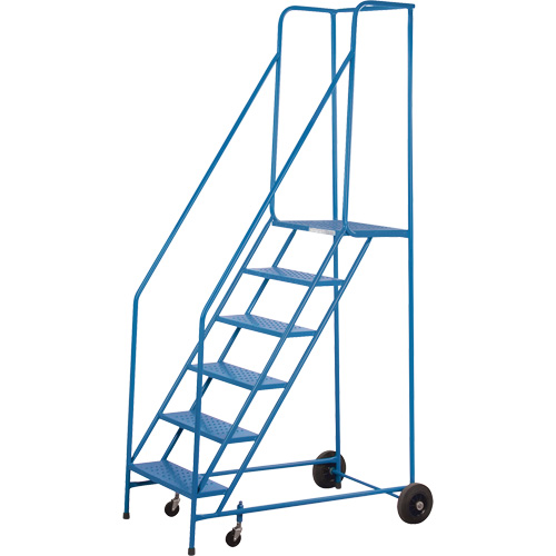 CSA-Certified Rolling Step Ladder, 6 Steps, 22" Step Width, 55" Platform Height, Steel Absolute Business Supply