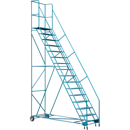 Escabeau roulant certifi&eacute; par la CSA avec pied verrouillable, 16 marches, Largeur de la marche 30", Hauteur de la plateforme 144", Acier Absolute Business Supply