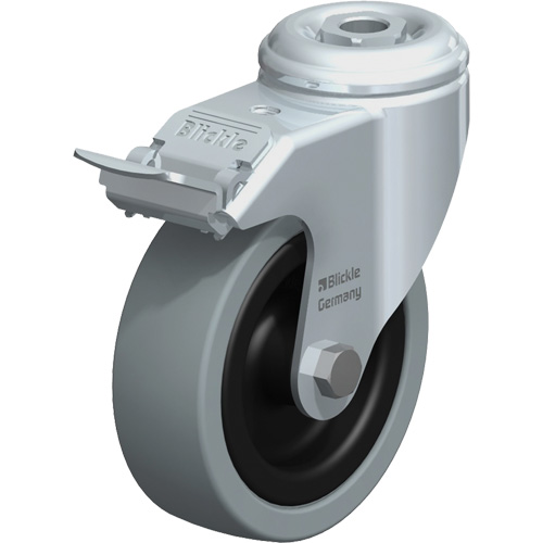 Roulette pour usage l&eacute;ger, Pivotant avec frein, 4" (101,6 mm), Caoutchouc plein, 242 lb (110 kg) Absolute Business Supply