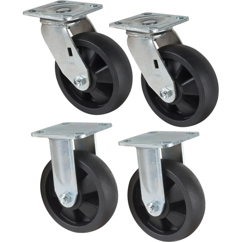 Jeu de roulettes, Fixe/Pivotant, 6" (152,4 mm), Nylon, 2400 lb (1089 kg) Absolute Business Supply