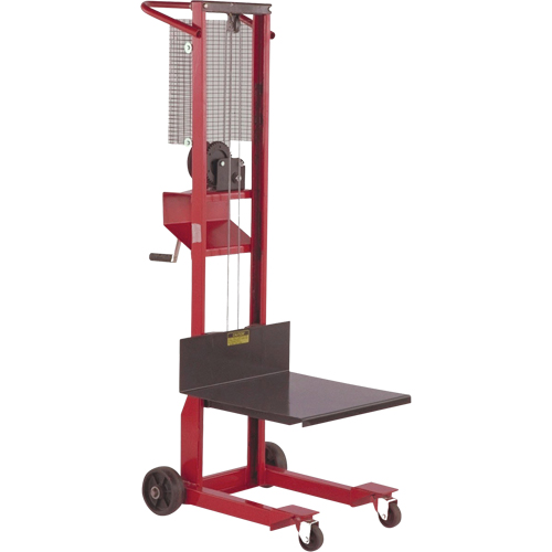 Platform Lift Stacker, Hand Winch Operated, 500 lbs Capacity, 54" Max Lift Absolute Business Supply