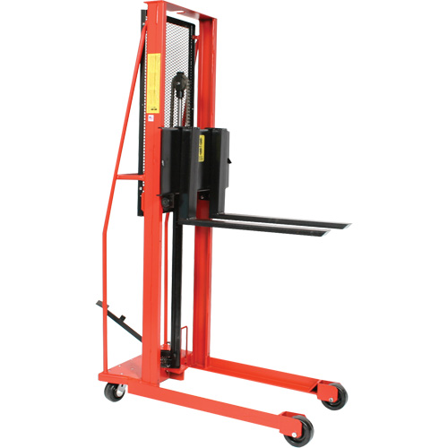 Hydraulic Fork Lift Stacker, Foot Pump Operated, 1000 lbs. Capacity, 56" Max Lift Absolute Business Supply