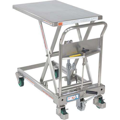 Hydraulic Scissor Lift Table, 31-1/2" L x 19-1/2" W, Stainless Steel, 550 lbs. Capacity Absolute Business Supply