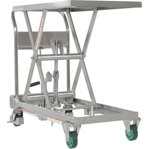 Hydraulic Scissor Lift Table, 31-1/2" L x 19-1/2" W, Stainless Steel, 550 lbs. Capacity Absolute Business Supply
