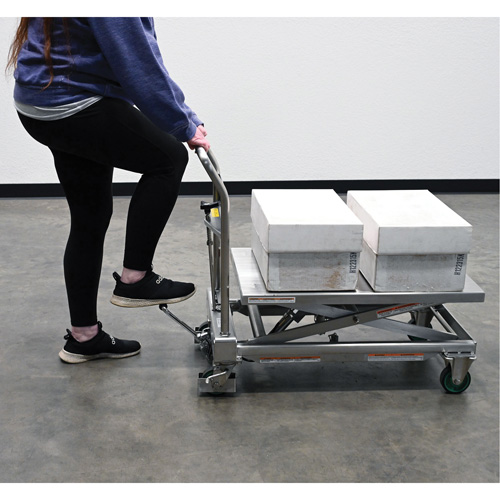 Hydraulic Scissor Lift Table, 31-1/2" L x 19-1/2" W, Stainless Steel, 550 lbs. Capacity Absolute Business Supply