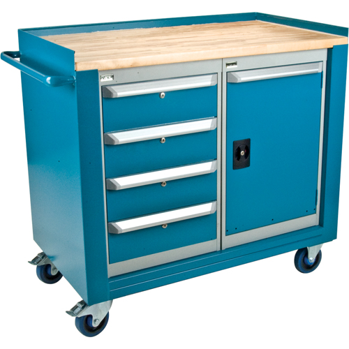 Industrial Duty Mobile Service Workbenches, Wood Surface Absolute Business Supply
