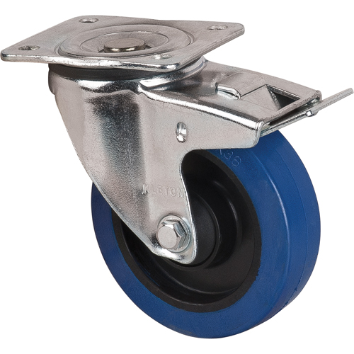 Blue Caster, Swivel with Brake, 5" (127 mm), Rubber, 400 lbs. (181 kg.) Absolute Business Supply