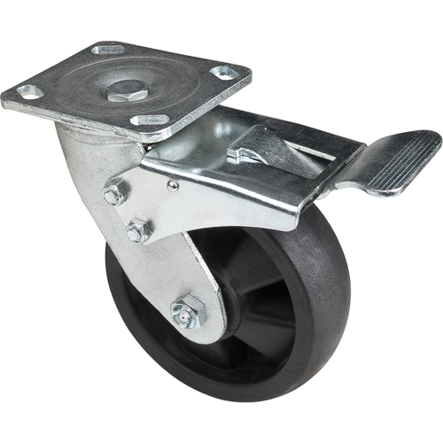 Roulettes haute temp&eacute;rature, Pivotant avec frein, 6" (152,4 mm), Nylon, 880 lb (399 kg) Absolute Business Supply