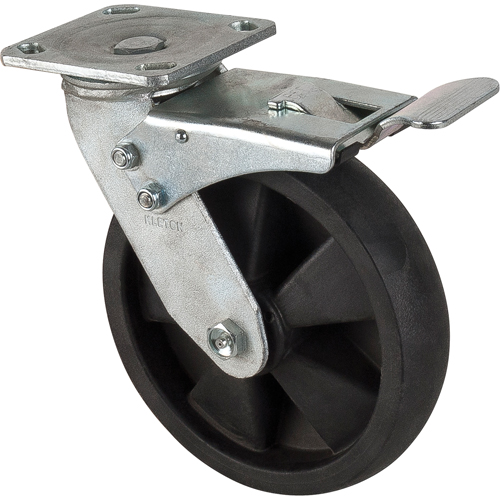Roulettes haute temp&eacute;rature, Pivotant avec frein, 8" (203,2 mm), Nylon, 1000 lb (453 kg) Absolute Business Supply