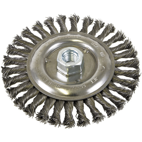 Standard Face Knot Wire Wheel Threaded, 6" Dia., 0.022" Fill, 5/8"-11 Arbor, Steel Absolute Business Supply