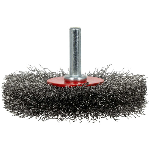 Brosse radiale &agrave; fils cr&ecirc;p&eacute;s mont&eacute; sur mandrin ER300-12, 3", Fils ,012" Absolute Business Supply