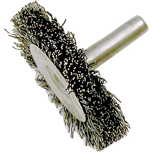 Brosse radiale &agrave; fils cr&ecirc;p&eacute;s mont&eacute; sur mandrin ER200-12, 2", Fils ,012" Absolute Business Supply