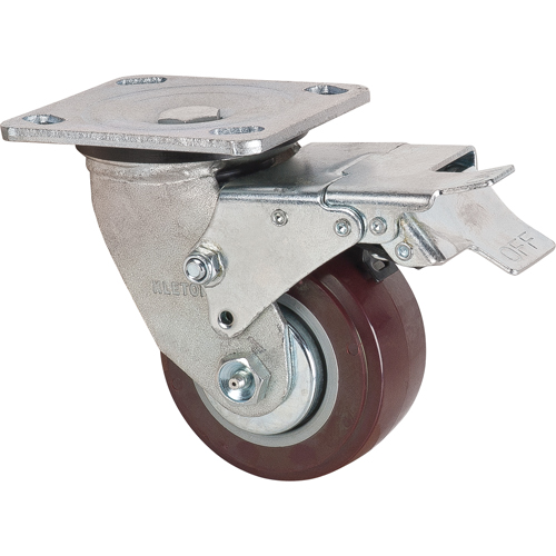 Roulette, Pivotant avec frein, 4" (101,6 mm), Polyur&eacute;thane,  Absolute Business Supply