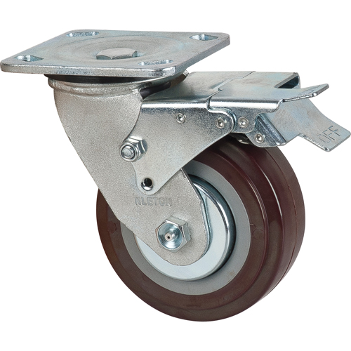 Roulette, Pivotant avec frein, 5" (127 mm), Polyur&eacute;thane, 650 lb (294 kg) Absolute Business Supply