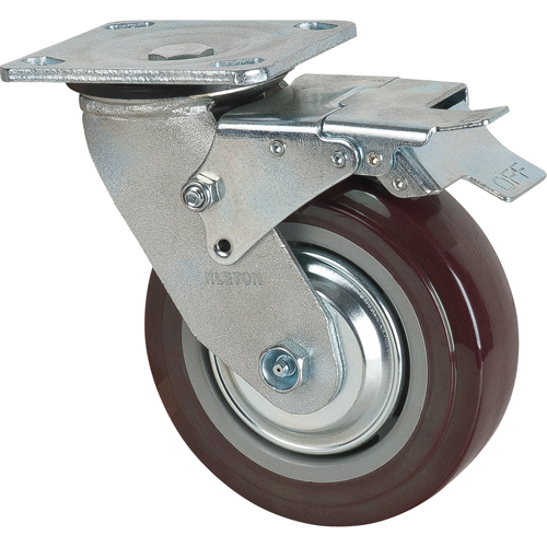 Roulette, Pivotant avec frein, 6" (152,4 mm), Polyur&eacute;thane, 850 lb (385 kg) Absolute Business Supply