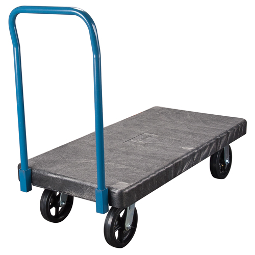 Plastic Platform Trucks, 60" L x 30" W, 2000 lbs. Cap., Mold-on Rubber Wheels Absolute Business Supply