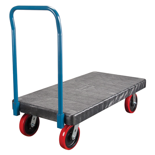 Plastic Platform Truck, 48" L x 24" W, 2500 lbs. Cap., Polyurethane Wheels Absolute Business Supply