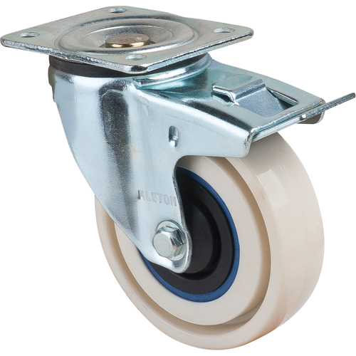 Roulettes sandwich, Pivotant avec frein, 4" (101,6 mm), Nylon, 440 lb (199,58 kg) Absolute Business Supply