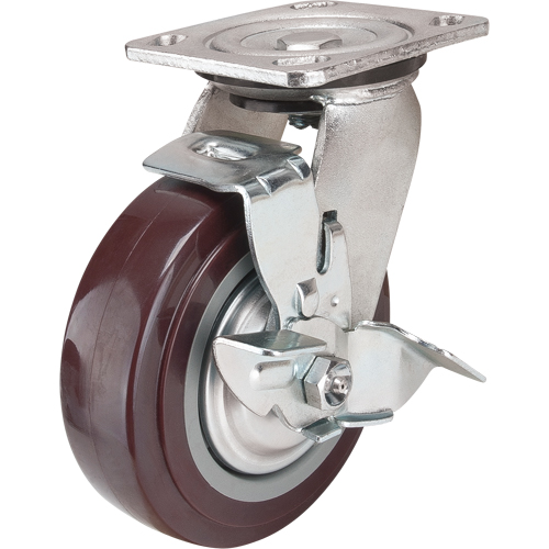 Roulette, Pivotant avec frein, 6" (152,4 mm), Polyur&eacute;thane, 850 lb (385 kg) Absolute Business Supply
