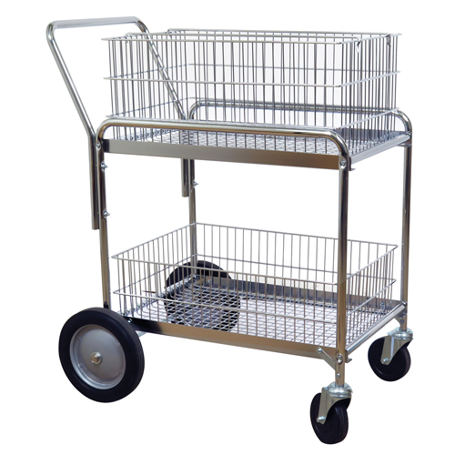 Chariot de bureau en treillis m&eacute;tallique pour le courrier, 200 lb Capacit&eacute;, Chrome, 23-3/4" p x 33-1/2" la x 38-1/4" h, Chrom&eacute; Absolute Business Supply