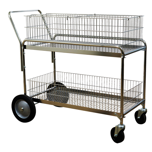 Chariot de bureau en treillis m&eacute;tallique pour le courrier, 250 lb Capacit&eacute;, Chrome, 23-3/4" p x 43" la x 38-1/2" h, Chrom&eacute; Absolute Business Supply