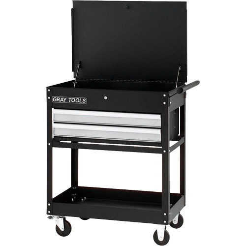 Chariot utilitaire, 2 tiroirs, 30-1/4" lo x 19" la x 35-3/4" h, Noir Absolute Business Supply