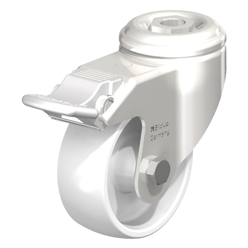 Roulette en nylon acier inoxydable, Pivotant avec frein, Diam&egrave;tre 3-1/8" (79,5 mm), Capacit&eacute; 265 lb (120 kg) Absolute Business Supply