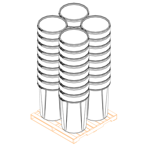 Baril emboîtable en poly&eacute;thyl&egrave;ne, 55 gal. US (45 gal. imp.), Dessus ouvert, Jaune Absolute Business Supply