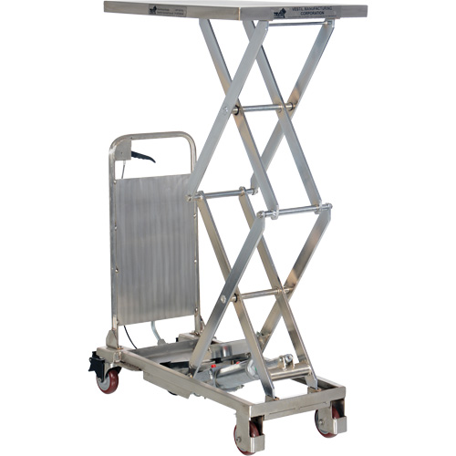 Manual Hydraulic Scissor Lift Table, 27-1/2" L x 17-3/4" W, Partial Stainless Steel, 220 lbs. Capacity Absolute Business Supply